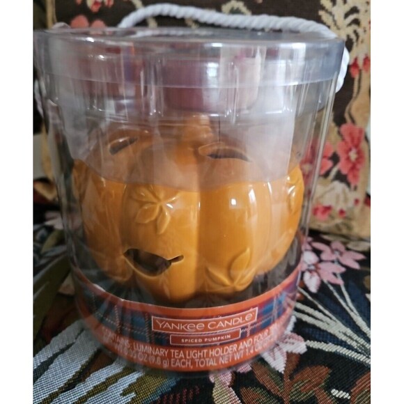 YANKEE CANDLE PUMPKIN LUMINARY TEALIGHT HOLDER Gift Set - New - Picture 1 of 3